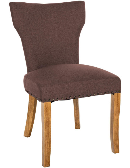 Chaise originale en Tissu Marron Avec clous de tapissier Bois Marron clair Isola - 1