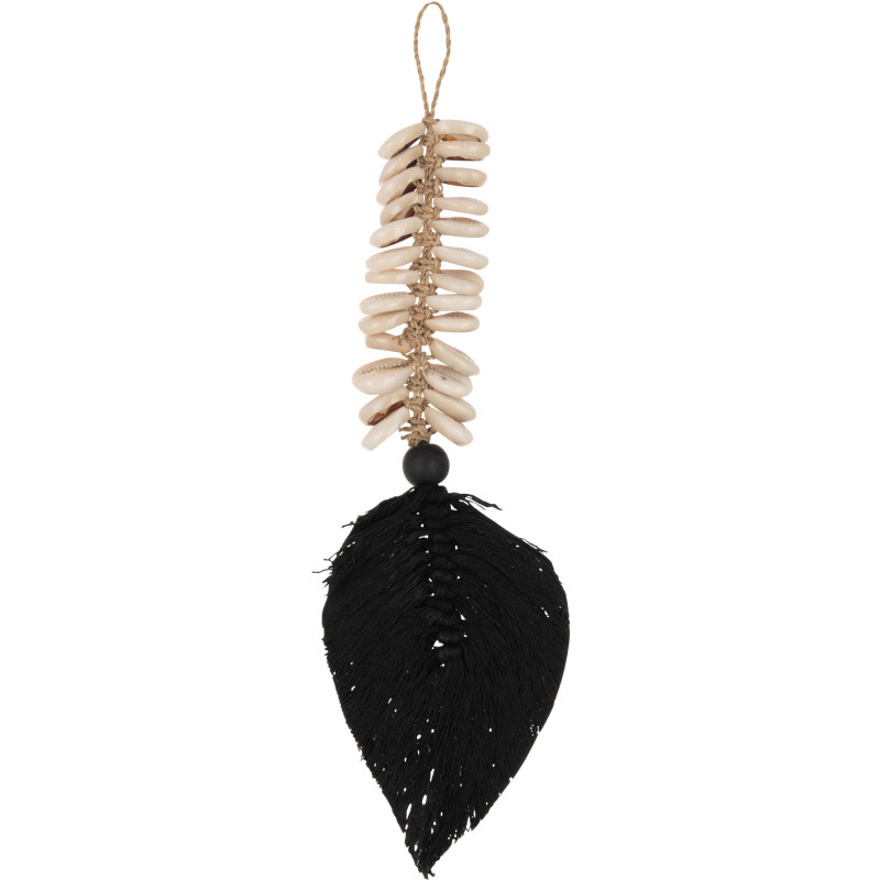 Déco murale à suspendre Feuille Missama en Coton Noir Coquillage 7x25 - 1