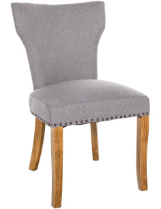 Chaise originale en Tissu Gris clair Avec clous de tapissier Bois Marron clair Isola - 1