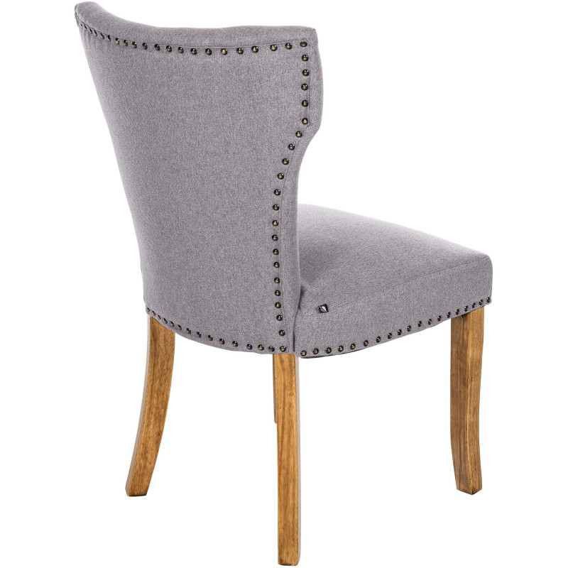 Chaise originale en Tissu Gris clair Avec clous de tapissier Bois Marron clair Isola - 2