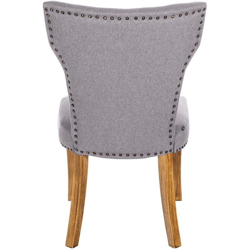 Chaise originale en Tissu Gris clair Avec clous de tapissier Bois Marron clair Isola - 3