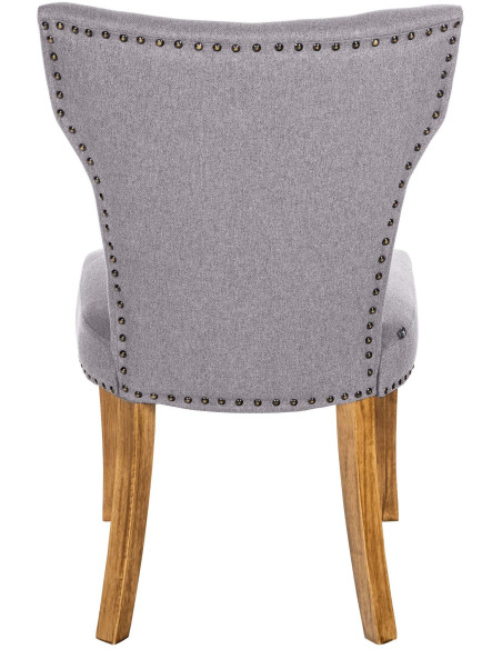 Chaise originale en Tissu Gris clair Avec clous de tapissier Bois Marron clair Isola - 3