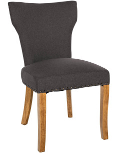 Chaise originale en Tissu Gris foncé Avec clous de tapissier Bois Marron clair Isola - 1