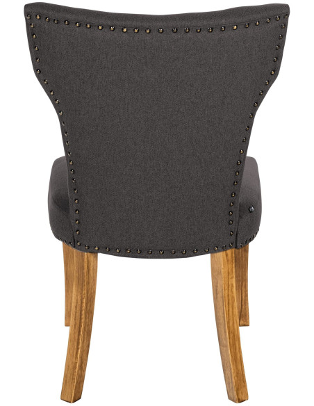 Chaise originale en Tissu Gris foncé Avec clous de tapissier Bois Marron clair Isola - 3