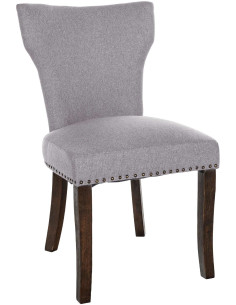 Chaise originale en Tissu Gris clair Avec clous de tapissier Bois Marron foncé Isola - 1