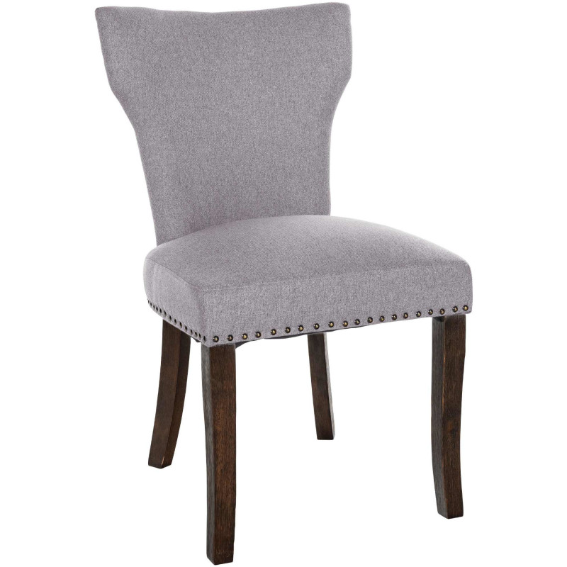 Chaise originale en Tissu Gris clair Avec clous de tapissier Bois Marron foncé Isola - 1