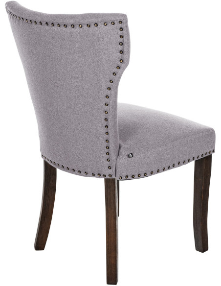 Chaise originale en Tissu Gris clair Avec clous de tapissier Bois Marron foncé Isola - 2