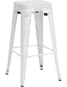 Tabouret de bar design industriel en Métal Blanc Ajouré Lumos - 1