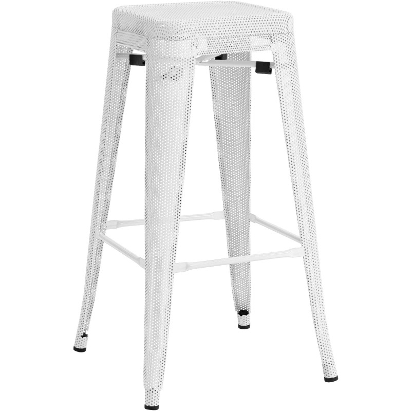 Tabouret de bar design industriel en Métal Blanc Ajouré Lumos - 1