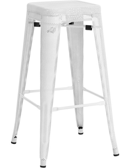 Tabouret de bar design industriel en Métal Blanc Ajouré Lumos - 1