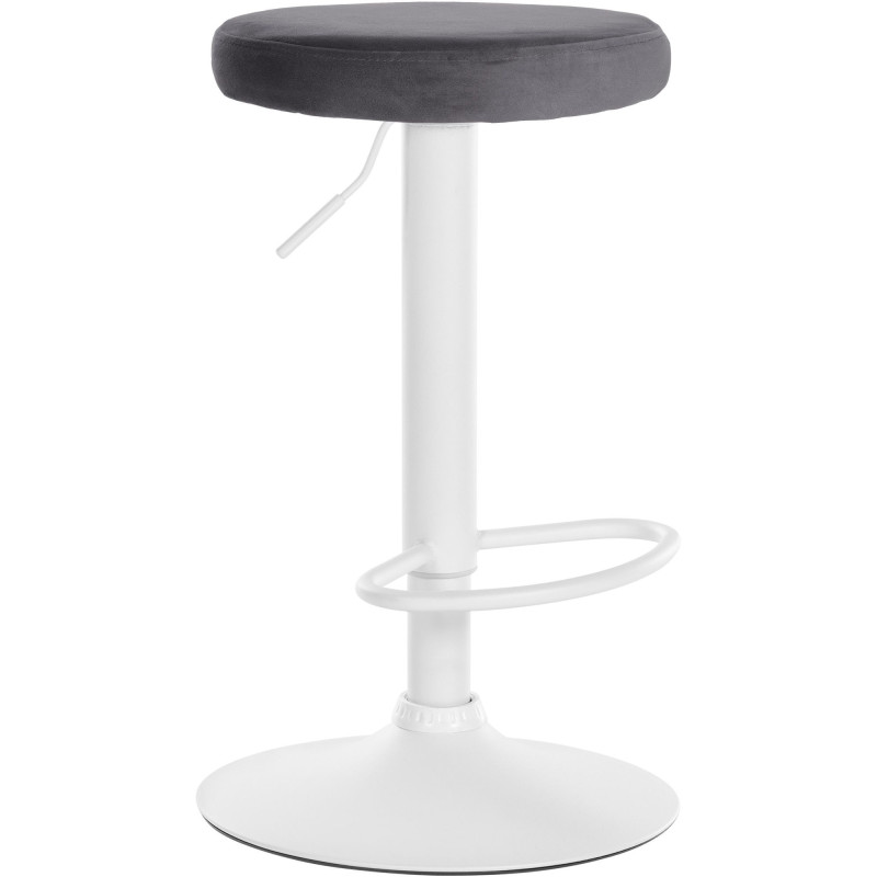 Tabouret de bar design pivotant en Velours Gris foncé Métal Blanc Mat Tao - 1