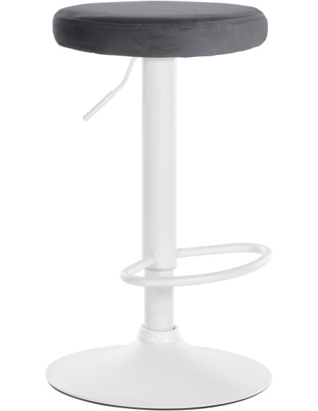 Tabouret de bar design pivotant en Velours Gris foncé Métal Blanc Mat Tao - 1