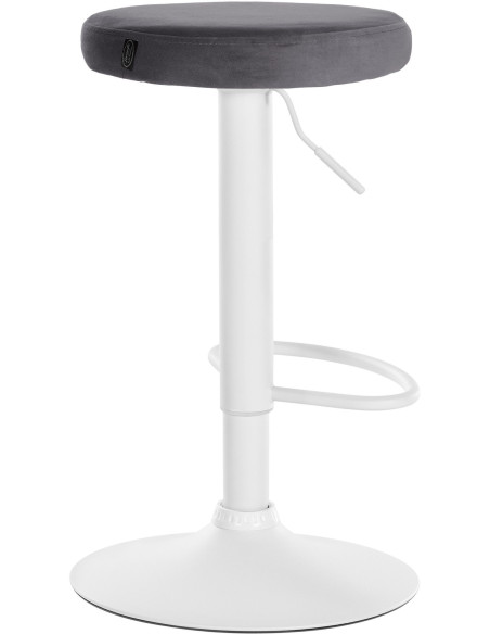 Tabouret de bar design pivotant en Velours Gris foncé Métal Blanc Mat Tao - 4
