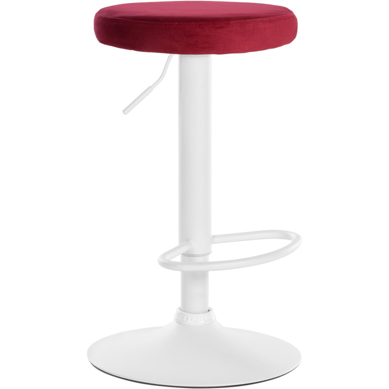 Tabouret de bar design pivotant en Velours Rouge Métal Blanc Mat Tao - 1