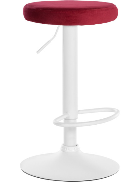 Tabouret de bar design pivotant en Velours Rouge Métal Blanc Mat Tao - 1