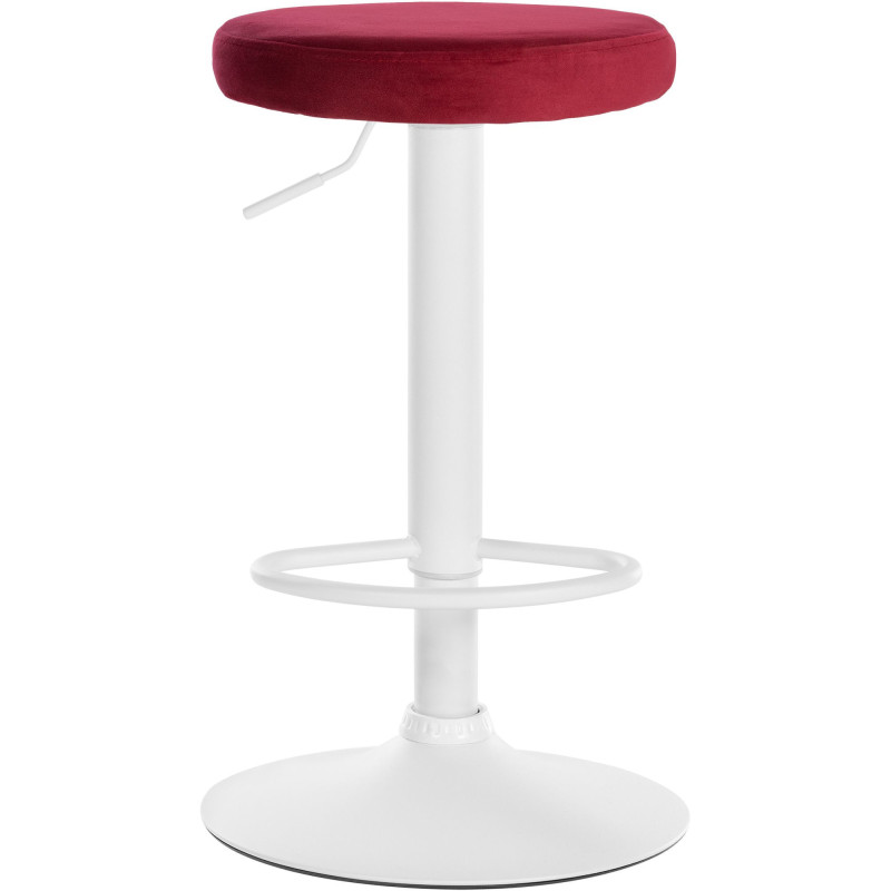 Tabouret de bar design pivotant en Velours Rouge Métal Blanc Mat Tao - 2