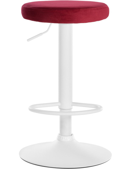 Tabouret de bar design pivotant en Velours Rouge Métal Blanc Mat Tao - 2