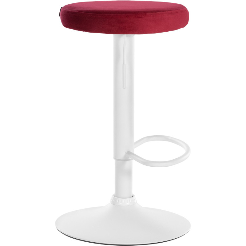 Tabouret de bar design pivotant en Velours Rouge Métal Blanc Mat Tao - 3