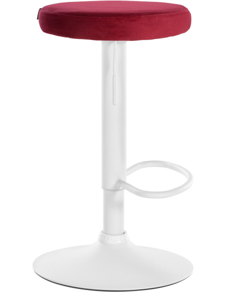 Tabouret de bar design pivotant en Velours Rouge Métal Blanc Mat Tao - 3