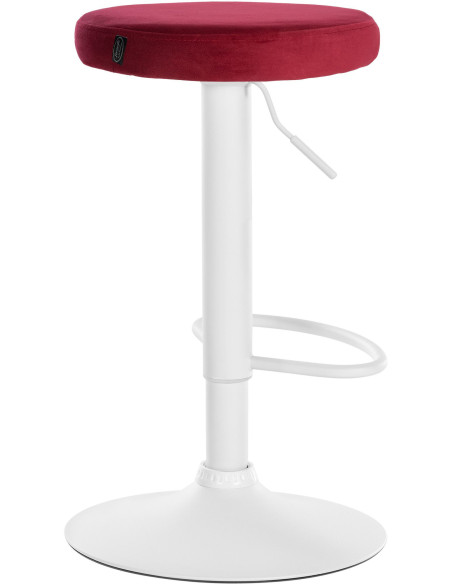 Tabouret de bar design pivotant en Velours Rouge Métal Blanc Mat Tao - 4