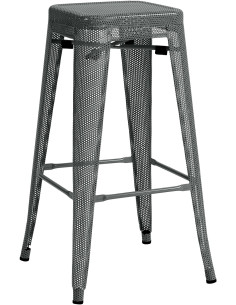 Tabouret de bar design industriel en Métal Gris Ajouré Lumos - 1