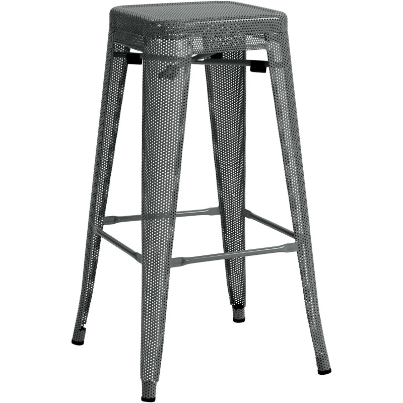 Tabouret de bar design industriel en Métal Gris Ajouré Lumos - 1