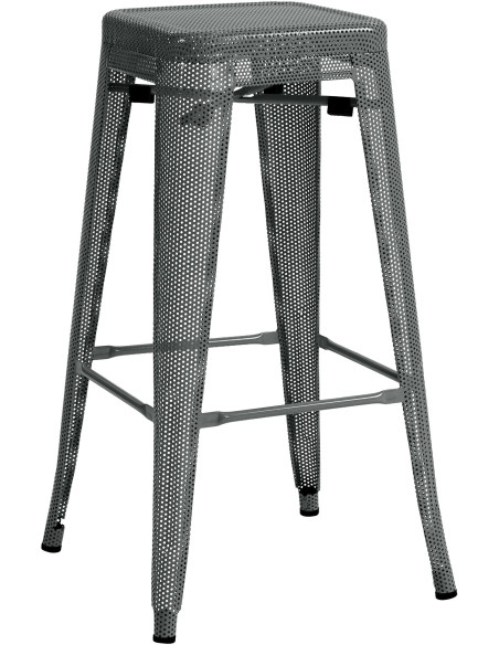 Tabouret de bar design industriel en Métal Gris Ajouré Lumos - 1