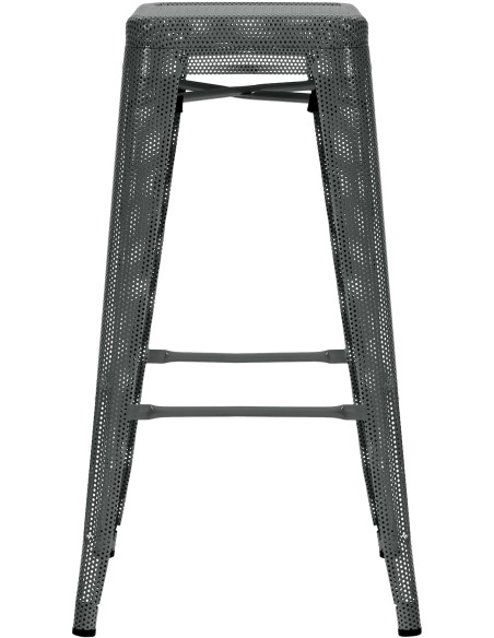 Tabouret de bar design industriel en Métal Gris Ajouré Lumos - 2