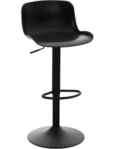 Tabouret de bar moderne avec dossier en Polypropylène Noir Métal Noir Mat Minko - 1