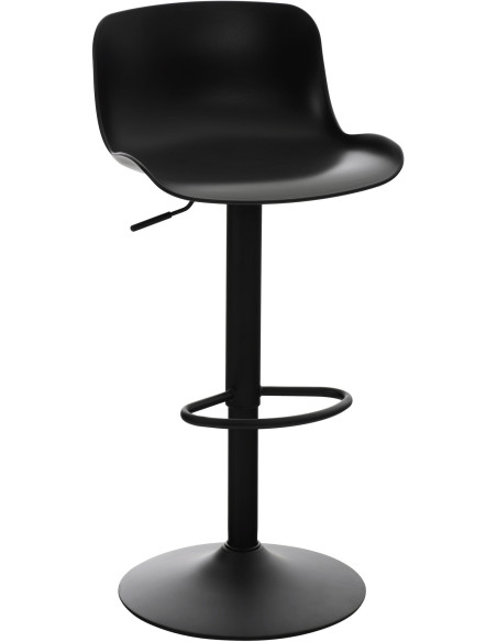 Tabouret de bar moderne avec dossier en Polypropylène Noir Métal Noir Mat Minko - 1