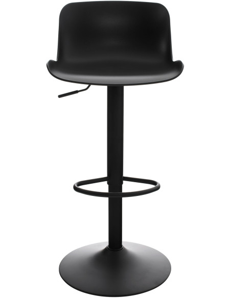 Tabouret de bar moderne avec dossier en Polypropylène Noir Métal Noir Mat Minko - 2