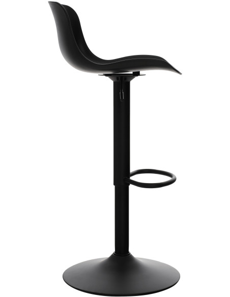 Tabouret de bar moderne avec dossier en Polypropylène Noir Métal Noir Mat Minko - 3