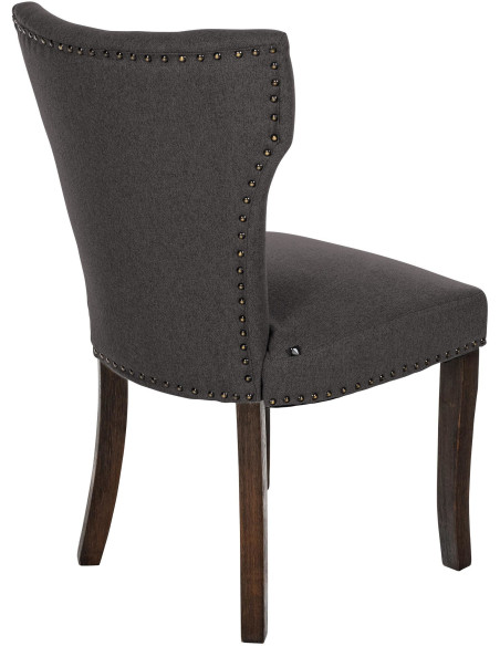 Chaise originale en Tissu Gris foncé Avec clous de tapissier Bois Marron foncé Isola - 4