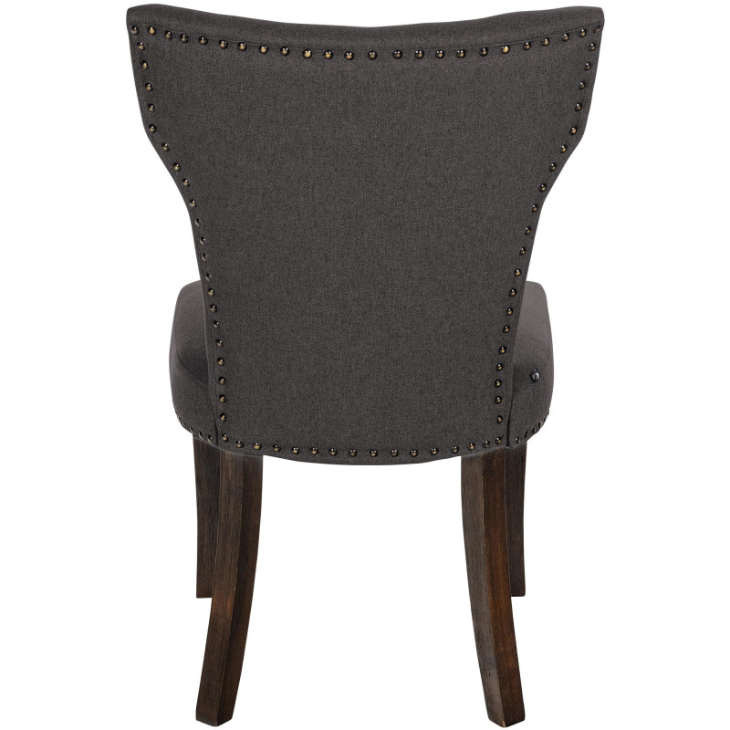 Chaise originale en Tissu Gris foncé Avec clous de tapissier Bois Marron foncé Isola - 5