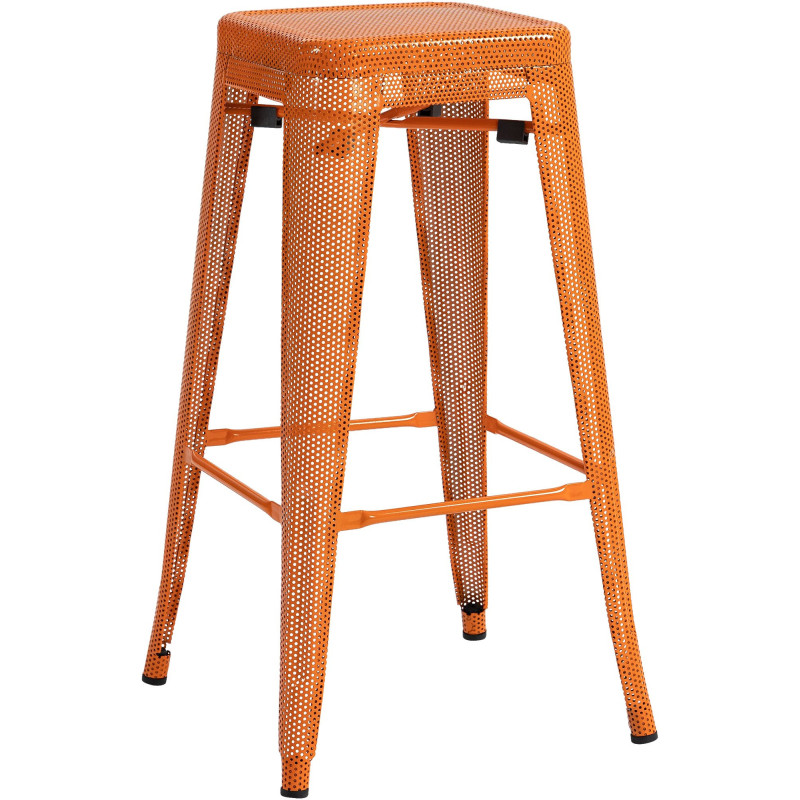 Tabouret de bar design industriel en Métal Orange Ajouré Lumos - 1