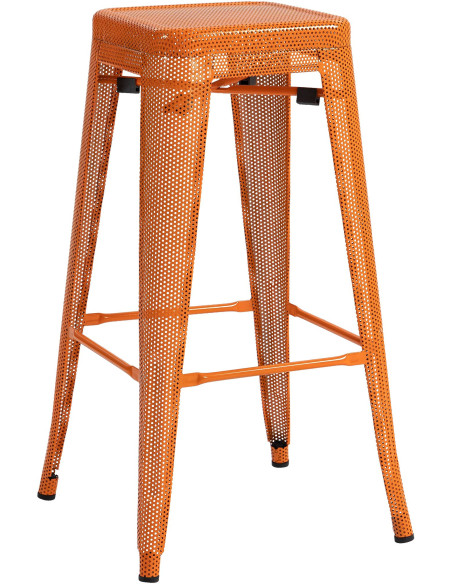 Tabouret de bar design industriel en Métal Orange Ajouré Lumos - 1