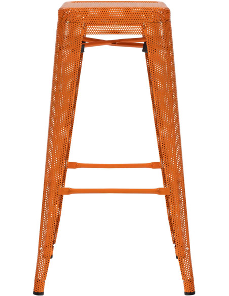 Tabouret de bar design industriel en Métal Orange Ajouré Lumos - 2