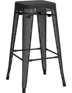 Tabouret de bar design industriel en Métal Noir Ajouré Lumos - 1