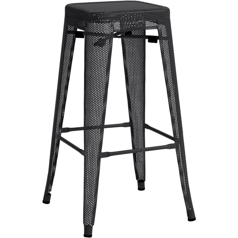 Tabouret de bar design industriel en Métal Noir Ajouré Lumos - 1