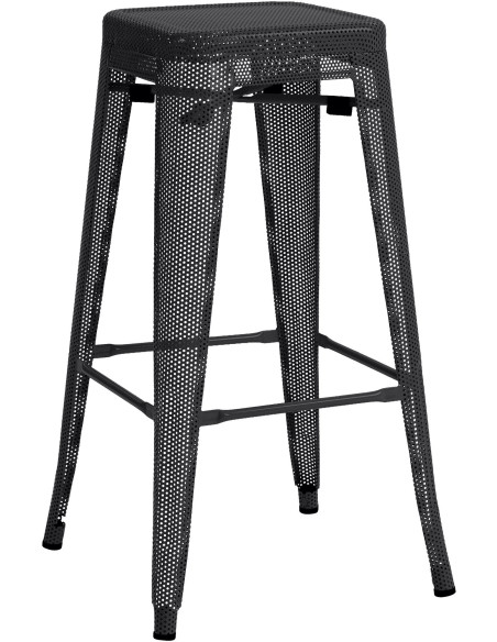 Tabouret de bar design industriel en Métal Noir Ajouré Lumos - 1
