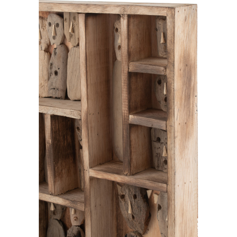Déco Murale Rectangulaire Personnages abstraits Family en Bois recyclé Naturel 60x80 J-Line - 2