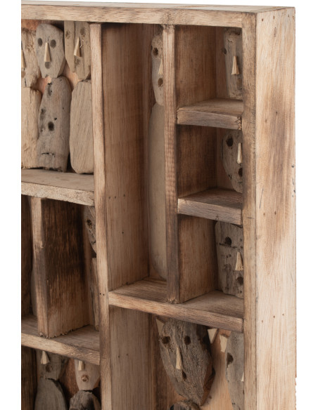 Déco Murale Rectangulaire Personnages abstraits Family en Bois recyclé Naturel 60x80 J-Line - 2