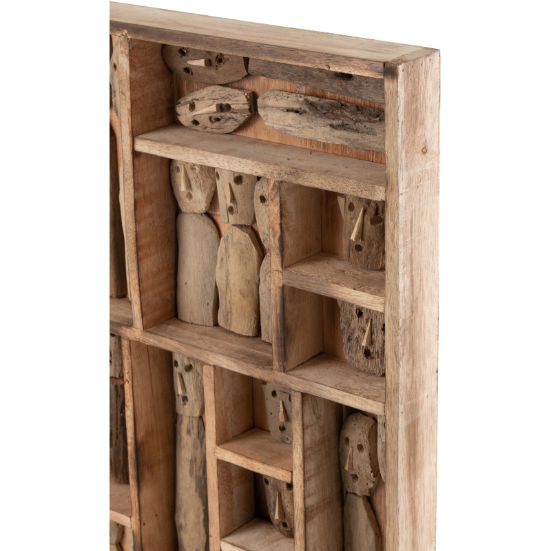 Déco Murale XL Rectangulaire Personnages abstraits Family en Bois recyclé Naturel 100x150 - 2