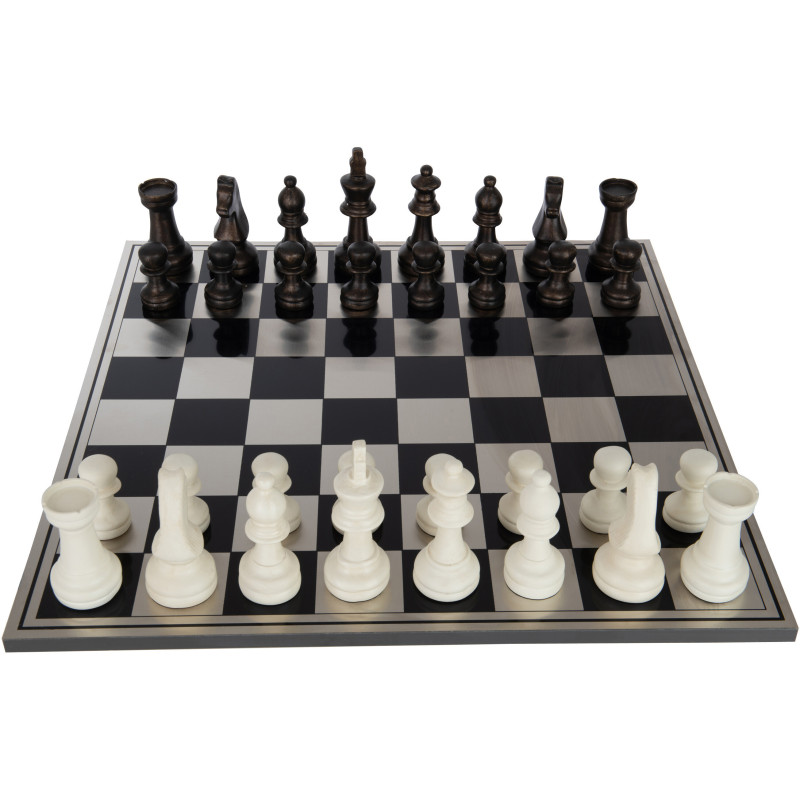 Jeu d'échecs moderne 60 cm en Résine Blanc Marron Lysmo - 3