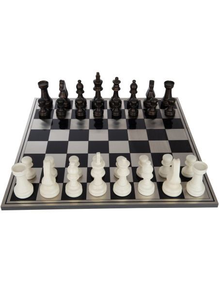 Jeu d'échecs moderne 60 cm en Résine Blanc Marron Lysmo - 3