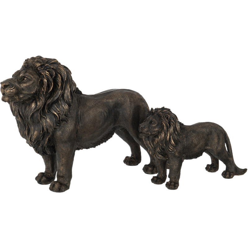 Statue déco Lion Veld en Résine Bronze - 2