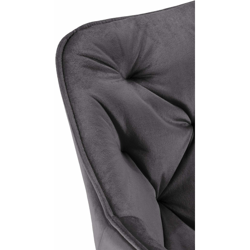 Fauteuil de table moderne capitonné en Velours Gris foncé Métal Noir Adrina - 4