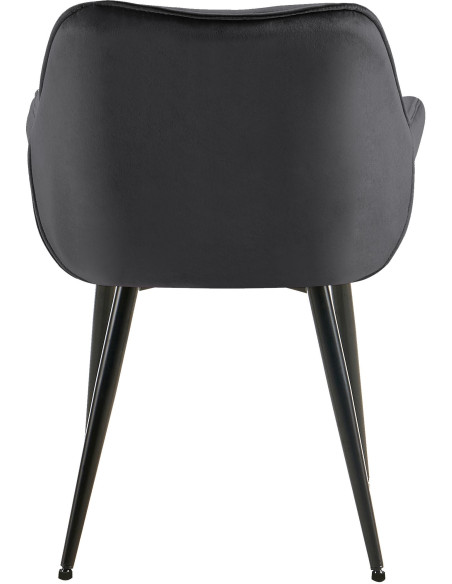 Fauteuil de table moderne capitonné en Velours Gris foncé Métal Noir Adrina - 6
