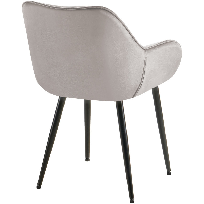 Fauteuil de table moderne capitonné en Velours Gris Métal Noir Adrina - 2
