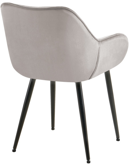 Fauteuil de table moderne capitonné en Velours Gris Métal Noir Adrina - 2